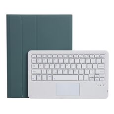 A11B-A Lambskin texture quadrato Keycap tastiera Bluetooth custodia in pelle con controllo touch per iPad Air 4 2020 10.9 / Pro 11 pollici 2021 e 2020 e 2018 (verde scuro)