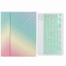 Custodia in pelle Bluetooth Bluetooth monocromatica H-097S con supporto posteriore a tre volte per iPad 9.7 2018 e 2017 (arcobaleno)