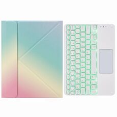 H-097CS Toccare la retroilluminazione della retroilluminazione della tastiera Bluetooth con supporto posteriore a tre volte per iPad 9.7 2018 e 2017 (arcobaleno)