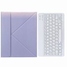 Custodia in pelle da tastiera Bluetooth H-097 con supporto a tre volte per iPad 9.7 2018 e 2017 (viola)
