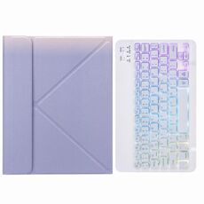 H-097S3 Custodia in pelle Bluetooth Bluetooth Bluetooth H-097S3 con supporto posteriore a tre volte per iPad 9.7 2018 e 2017 (viola)