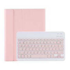 C-098B Candy Color Skin Feel Texture Bluetooth Tastiera in pelle Custodia con porta a penna per iPad Air 4 10.9 2020 / Air 5 10.9 2022 (rosa)