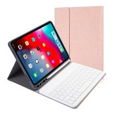 RK11 Custodia in pelle con vibrazione orizzontale con tastiera magnetica staccabile con struttura in tessuto per iPad Pro 11 2020/2018 con supporto e slot per penna (oro rosa)