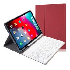 Custodia in pelle a vibrazione orizzontale con tastiera Bluetooth magnetica staccabile RK11 per iPad Pro 11 2020/2018 con supporto e slot per penna (rosso)