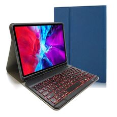 RK11D Backlight Cloth Texture Tastiera Bluetooth magnetica staccabile Custodia in pelle a vibrazione orizzontale per iPad Pro 11 2020/2018 con supporto e slot per penna (blu)