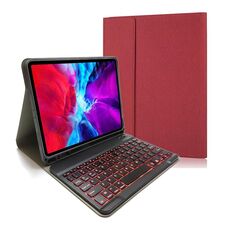 RK11D Retroilluminazione Tessuto Texture Tastiera Bluetooth magnetica staccabile Custodia in pelle a vibrazione orizzontale per iPad Pro 11 2020/2018 con supporto e slot per penna (rosso)