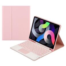 Custodia in pelle tastiera bluetooth rotonda con slot a penna e touchpad per Samsung Galaxy Tab A7 10.4 2020 (tastiera rosa+rosa)