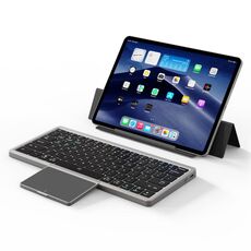 DUX DUCIS OK Series V1 Custodia in pelle per tastiera Bluetooth universale per tablet con touchpad (nero)