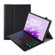 Per Huawei MatePad Air 11,5 pollici 2023 AH14-AS Pelle di agnello Custodia in pelle ultrasottile staccabile con tastiera Bluetooth retroilluminata e touchpad (Nero)