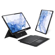 Per Samsung Galaxy Tab S8+ / S7+ / S7 FE DUX DUCIS DK Custodia tablet in pelle con tastiera magnetica galleggiante (Nero)