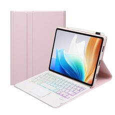 Per OPPO Pad Air2 11,4 pollici OP14-AS Custodia in pelle con tastiera Bluetooth retroilluminata ultrasottile staccabile in TPU con touchpad (rosa)