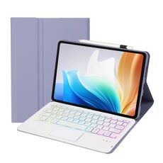 Per OPPO Pad Air2 11,4 pollici OP14-AS TPU Custodia in pelle con tastiera Bluetooth retroilluminata ultrasottile staccabile con touchpad (viola)