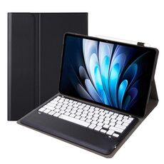 Custodia in pelle TPU con tastiera Bluetooth AV14 per tablet Vivo Pad5 Pro da 13 pollici con supporto (nero e bianco)