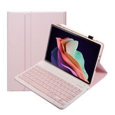Per Huawei MatePad SE 10.4 AH13 Custodia per tablet in pelle con tastiera Bluetooth staccabile ultrasottile (rosa bianco)