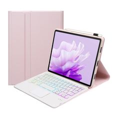 Per Huawei MatePad 11.5 S 2024 AH20-AS Custodia per tablet in pelle con tastiera Bluetooth retroilluminata staccabile ultrasottile con touchpad (rosa bianco)