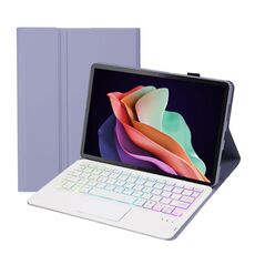 Per Huawei MatePad SE 10.4 AH13-AS Custodia per tablet in pelle con tastiera Bluetooth retroilluminata staccabile ultrasottile con touchpad (bianco lavanda)