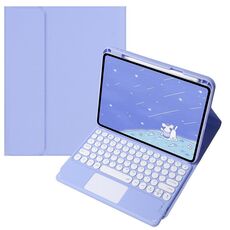 Per Infinix Xpad 11 pollici Candy Color Round Keys Bluetooth Keyboard Custodia in pelle con touchpad (viola chiaro)