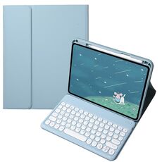 Per Infinix Xpad 11 pollici Candy Color Round Keys Bluetooth Keyboard Custodia in pelle (Misty Blue)