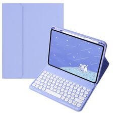 Per Infinix Xpad 11 pollici Candy Color Round Keys Bluetooth Keyboard Custodia in pelle (viola chiaro)