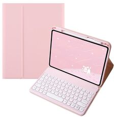 Per Infinix Xpad 11 pollici Candy Color Round Keys Bluetooth Keyboard Custodia in pelle (rosa)
