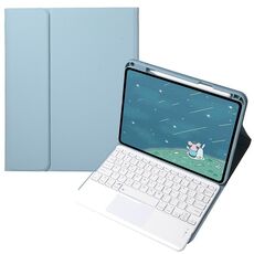 Per OPPO Pad 3 / Pad 2 Custodia in pelle con tastiera Bluetooth color caramella, tasti quadrati con touchpad (blu nebbia)