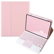 Per OPPO Pad 3 / Pad 2 Custodia in pelle con tastiera Bluetooth color caramella, tasti quadrati con touchpad (rosa)