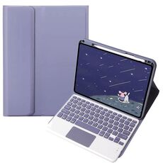 Per OPPO Pad 3 / Pad 2 Custodia in pelle con tastiera Bluetooth color caramella, tasti quadrati con touchpad (grigio lavanda)