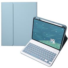 Per OPPO Pad 3 / Pad 2 Custodia in pelle con tastiera Bluetooth color caramella, tasti quadrati (blu nebbia)