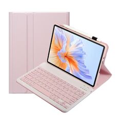 Per Honor Pad V9 AH27 Custodia per tablet in pelle con tastiera Bluetooth staccabile ultrasottile (rosa bianco)