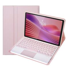 Custodia per tablet in pelle con tastiera Bluetooth con tasti rotondi staccabili ultrasottili per Lenovo Tab 10.1 / ZhaoYang K10C 10.1 YAM29-A con touchpad (rosa e bianco)