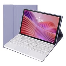 Custodia per tablet in pelle con tastiera Bluetooth con tasti rotondi staccabili ultrasottili per Lenovo Tab 10.1 / ZhaoYang K10C 10.1 YAM29-A con touchpad (bianco lavanda)