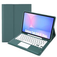 Custodia in pelle per tablet Samsung Galaxy Tab S10 FE+ A820B-A con tastiera Bluetooth staccabile e touchpad (verde scuro)