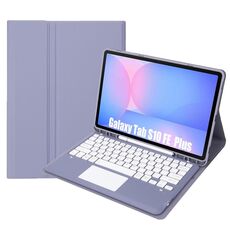 Custodia in pelle per tablet con tastiera Bluetooth staccabile e touchpad per Samsung Galaxy Tab S10 FE+ A820B-A (viola)