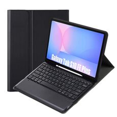 Custodia in pelle per tablet Samsung Galaxy Tab S10 FE+ A820B con tastiera Bluetooth staccabile e slot per penna (nera)