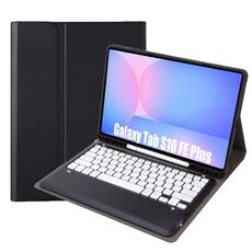 Custodia in pelle per tablet Samsung Galaxy Tab S10 FE+ A820B con tastiera Bluetooth staccabile e slot per penna (nero+bianco)