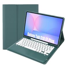 Custodia in pelle per tablet con tastiera Bluetooth staccabile e slot per penna Samsung Galaxy Tab S10 FE+ A820B (verde scuro)