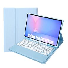 Custodia in pelle per tablet Samsung Galaxy Tab S10 FE+ A820B con tastiera Bluetooth staccabile e slot per penna (blu cielo)