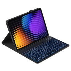 Custodia in pelle per tablet con tastiera retroilluminata PXD-MI7 per Xiaomi Pad 7 / Pad 7 Pro 11.2 (nera)