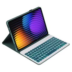 Custodia in pelle per tablet Xiaomi Pad 7 / Pad 7 Pro 11.2 PXD-MI7 con tastiera retroilluminata (verde scuro)