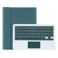 T098B-A Custodia protettiva per tastiera Bluetooth in TPU con texture pelle pressata staccabile per iPad Air 4 da 10,9 pollici (2020), con supporto e slot per penna e touch (verde scuro)