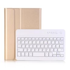 A05B Custodia in pelle per tastiera Bluetooth rimovibile ABS Bluetooth 3.0 ultrasottile per iPad mini 5/4/3/2, con supporto (oro)