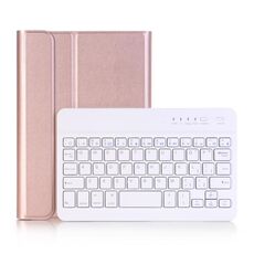 A05B Custodia in pelle con tastiera Bluetooth rimovibile ABS Bluetooth 3.0 ultra sottile per iPad mini 5/4/3/2, con supporto (oro rosa)