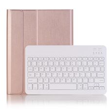 A09B Custodia in pelle con tastiera Bluetooth rimovibile ABS Bluetooth 3.0 ultrasottile per iPad Air / Pro da 10,5 pollici (2019), con slot per penna e supporto (oro rosa)