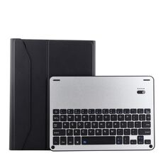 1139B Tastiera staccabile Bluetooth 3.0 in lega di alluminio + custodia in pelle di pelle di agnello per iPad Pro 11 pollici (2018), con regolazione a tre marce / funzione magnetica / sospensione (nero argento)