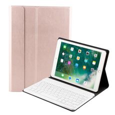FT-1030D Tastiera con struttura spazzolata Bluetooth 3.0 ABS + custodia in pelle con texture pelle per iPad Air / Air 2 / iPad Pro da 9,7 pollici, con regolazione dell'angolo a tre marce / funzione magnetica / sospensione (rosa)