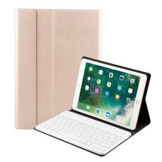 FT-1030D Tastiera con struttura spazzolata Bluetooth 3.0 ABS + custodia in pelle con texture pelle per iPad Air / Air 2 / iPad Pro da 9,7 pollici, con regolazione dell'angolo a tre marce / funzione magnetica / sospensione (oro)