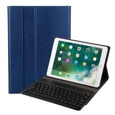 FT-1030D Tastiera con struttura spazzolata Bluetooth 3.0 ABS + custodia in pelle con texture pelle per iPad Air / Air 2 / iPad Pro da 9,7 pollici, con regolazione dell'angolo a tre marce / funzione magnetica / sospensione (blu)