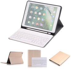 Tastiera Bluetooth rimovibile + custodia in pelle a ribaltamento orizzontale con supporto e portamatite per iPad Pro 9,7 pollici, iPad Air, iPad Air 2, iPad 9,7 pollici (2017), iPad 9,7 pollici (2018) (oro)