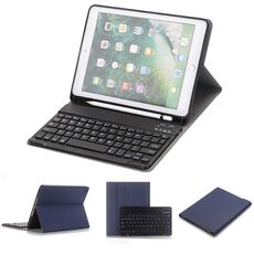 Tastiera Bluetooth rimovibile + custodia in pelle a ribaltamento orizzontale con supporto e portamatite per iPad Pro 9,7 pollici, iPad Air, iPad Air 2, iPad 9,7 pollici (2017), iPad 9,7 pollici (2018) (blu)