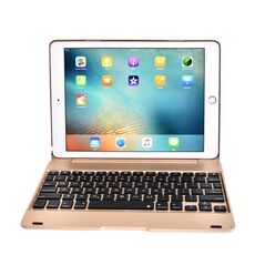 Per iPad Pro 9.7 pollici / iPAD Air 2 Custodia a ribalta orizzontale + tastiera Bluetooth (oro)